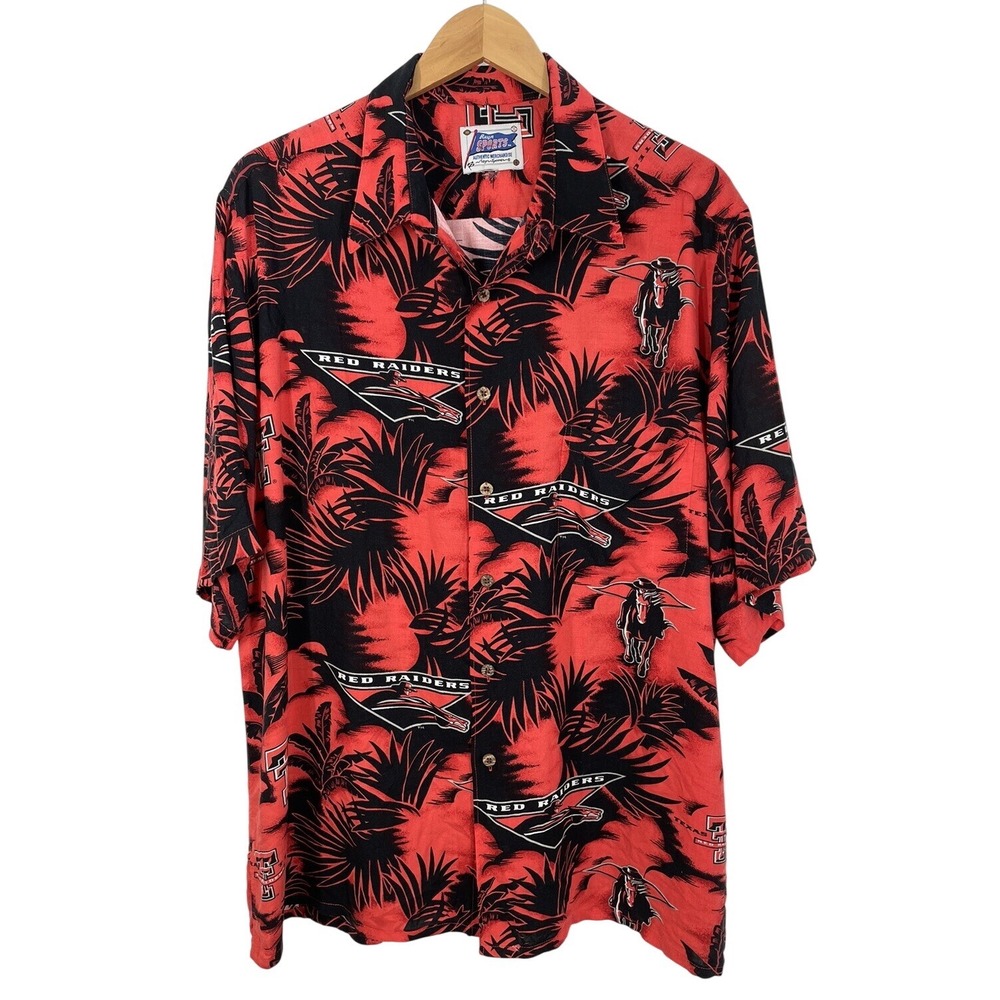 Texas Tech RED RAIDERS Hawaiian Shirt Reyn Spooner Rayon SZ XL (SEE FLAWS